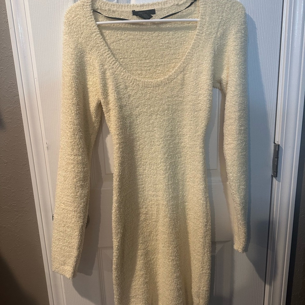Forever 21 Cream Long Sleeve Dress